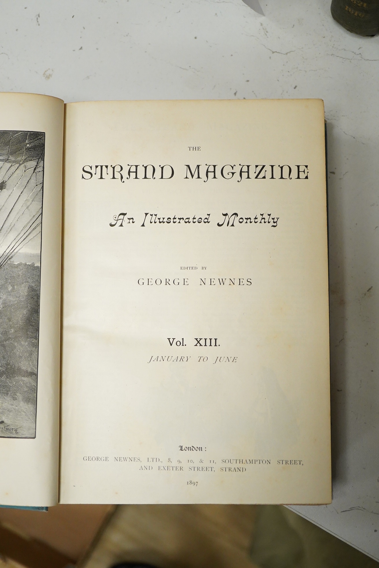 The Strand Magazine: an illustrated monthly ... vols. 1-XX and vol. XXVII. many illus. throughout (num. full page); publisher's Cambridge blue pictorial cloth with gilt spines, roy.8vo. George Newnes, 1891-1900 and 1904.